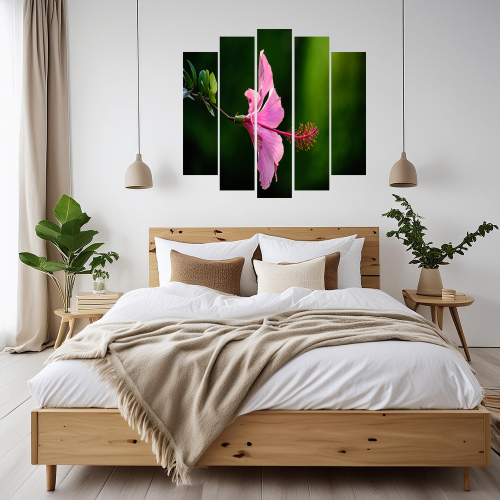 5 Panel Wall Art with Hibiscus Flower Photo