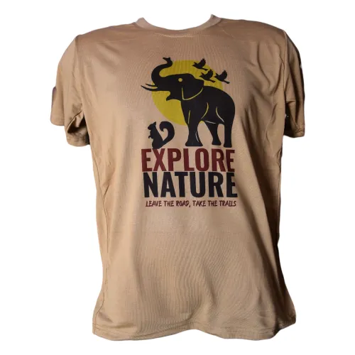 Explore Nature Unisex Beige Polyester Wildlife T-shirt